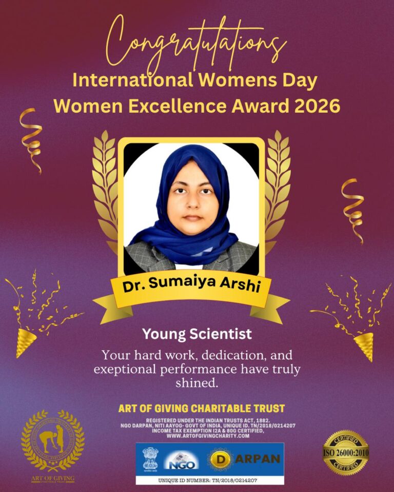 यंग साइंटिस्ट अवॉर्ड से सम्मानित हुईं भिलाई की डॉ. सुमैया, कैंसर रिसर्च में हासिल की बड़ी उपलब्धि