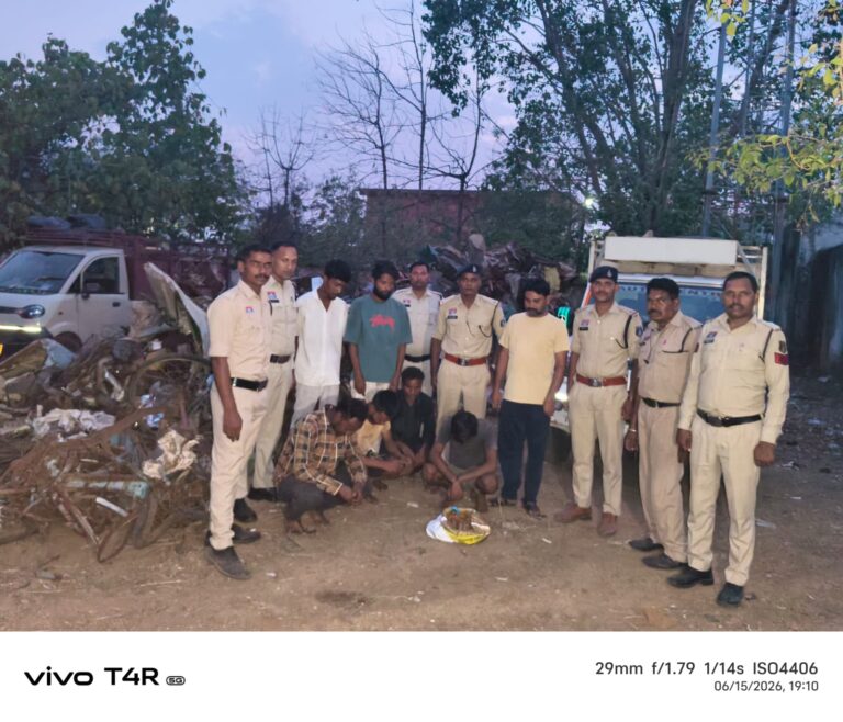 ऑपरेशन प्रहार’: बिलासपुर पुलिस की बड़ी कार्रवाई, अवैध कबाड़ माफियाओं पर बिल्हा पुलिस का ‘सटीक प्रहार’।